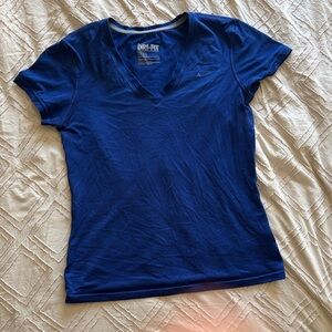 Nike Blue V-Neck Dri-FIT Short Sleeve Tee